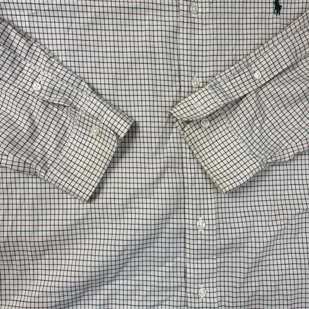 Ralph Lauren Button Down Shirt Mens XL Cream Tattersall Check Classic Fit Cotton